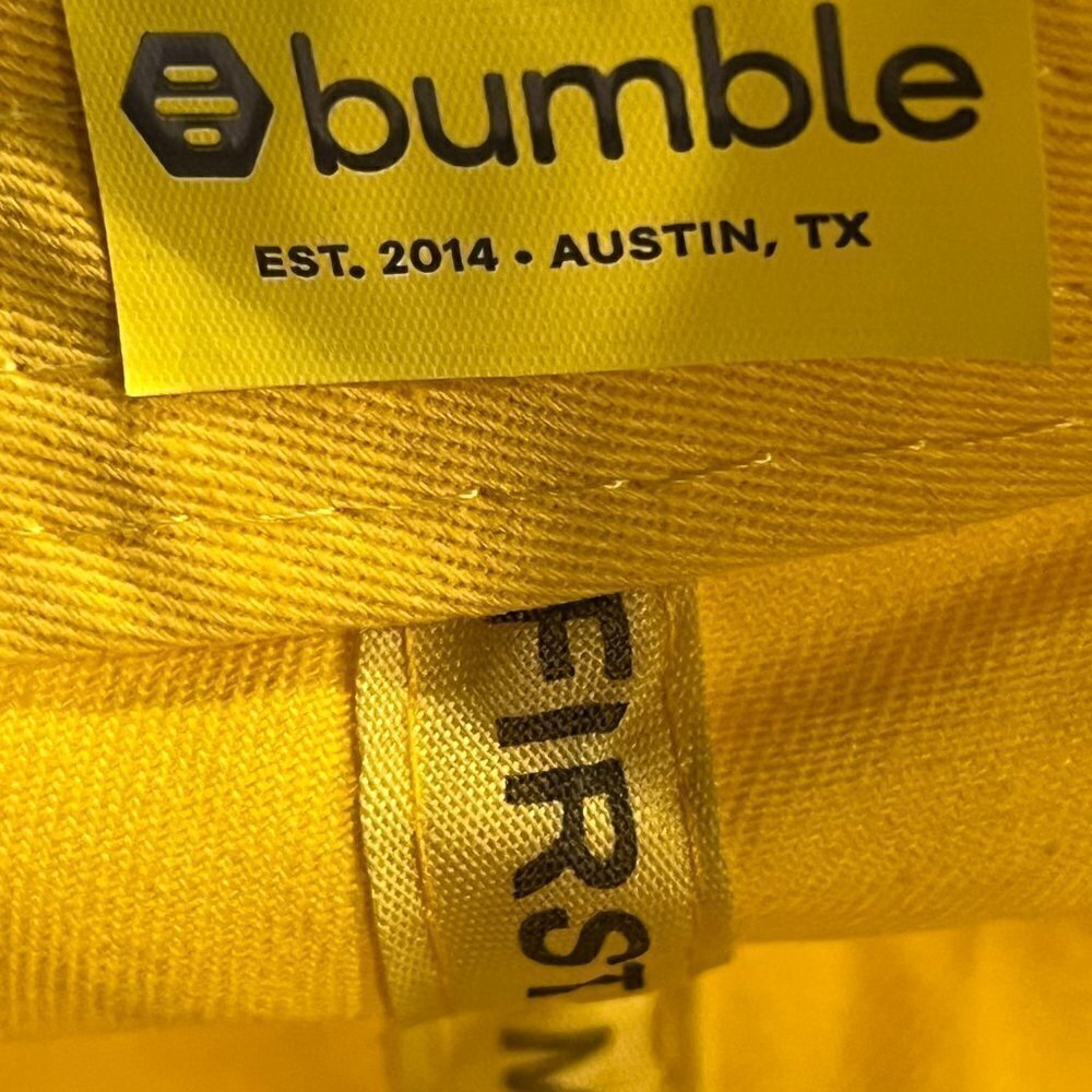 Bumble "Always Make the First Move" Dating Website Yellow Baseball Cap Hat UPF - Picture 4 of 5